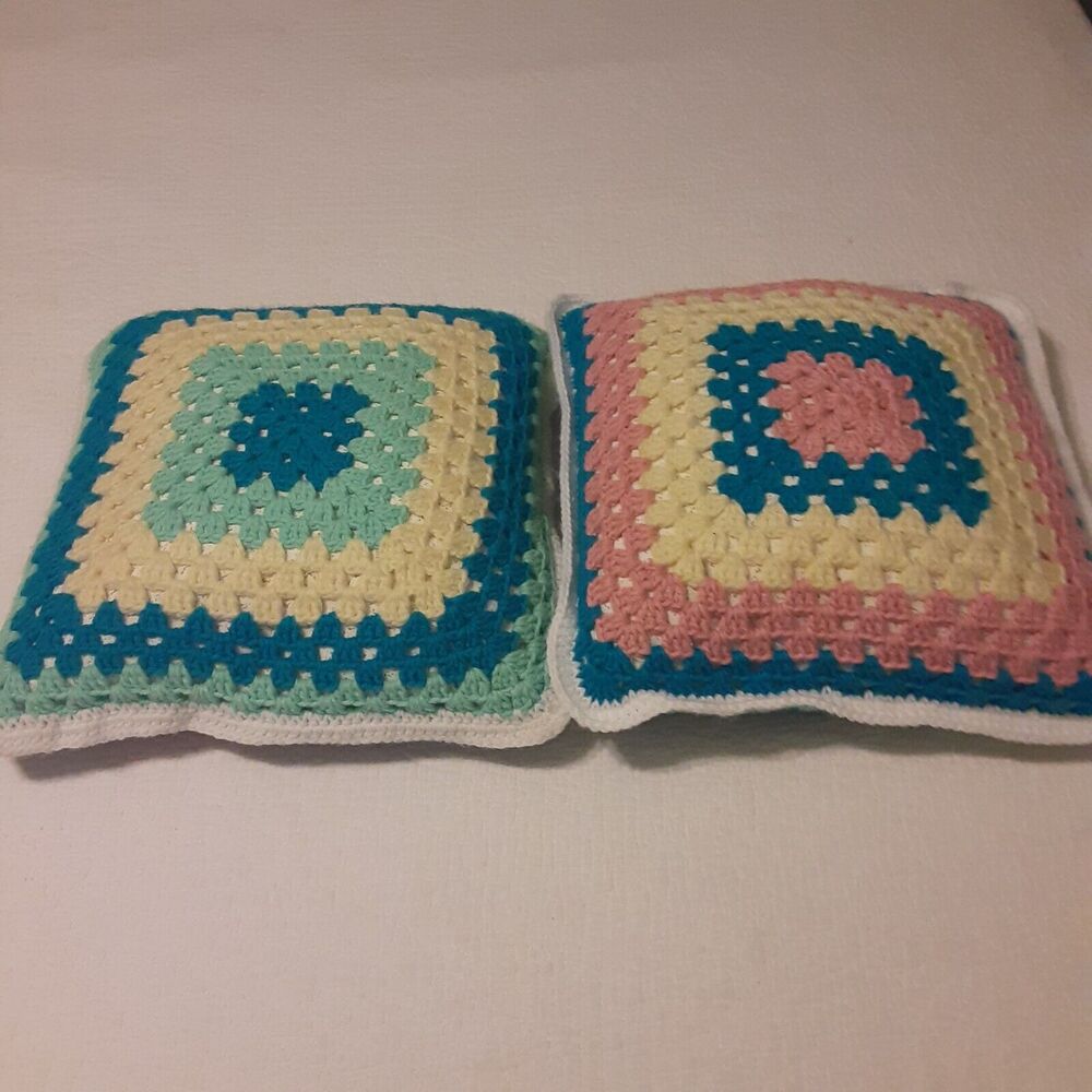 Handcrafted Crotchet Decorative Pillows x 2 Versatile Decor